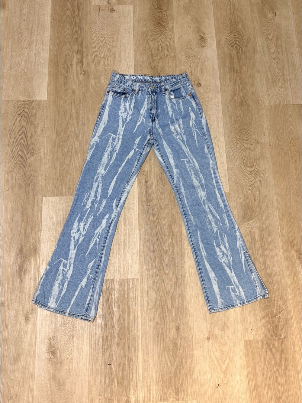 Vintage S.O.N.G Bootcut Jeans Size 3 Light Wash Bleach Tie Dye Y2K Festival